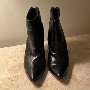 Black leather ankle boots